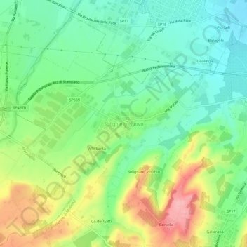 Topografische Karte Solignano Nuovo, Höhe, Relief