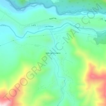 Topografische Karte Valle del Encanto, Höhe, Relief