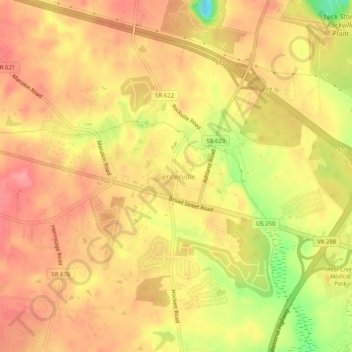 Topografische Karte Centerville, Höhe, Relief