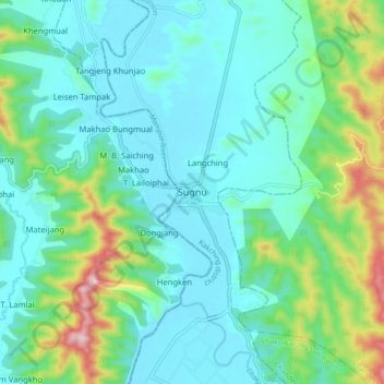 Topografische Karte Sugnu, Höhe, Relief