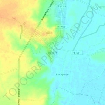 Topografische Karte Becará, Höhe, Relief