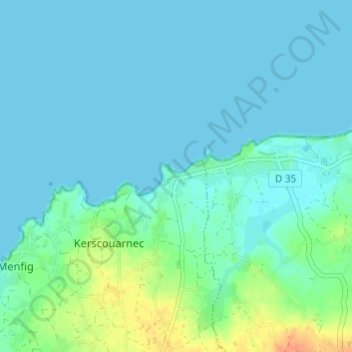 Topografische Karte Poulfoën, Höhe, Relief