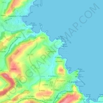 Topografische Karte Antromero, Höhe, Relief