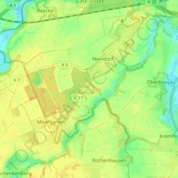 Topografische Karte Hof Nienhüsen, Höhe, Relief