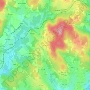 Topografische Karte Daniecq, Höhe, Relief