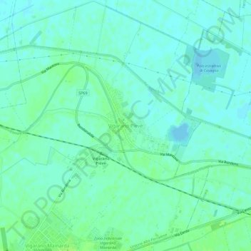 Topografische Karte Vigarano Pieve, Höhe, Relief