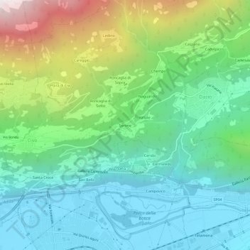 Topografische Karte Serone, Höhe, Relief
