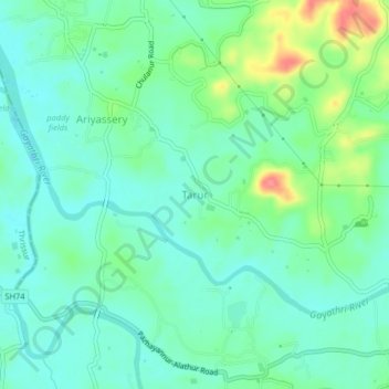 Topografische Karte Tarur, Höhe, Relief