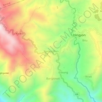 Topografische Karte Namulditan, Höhe, Relief