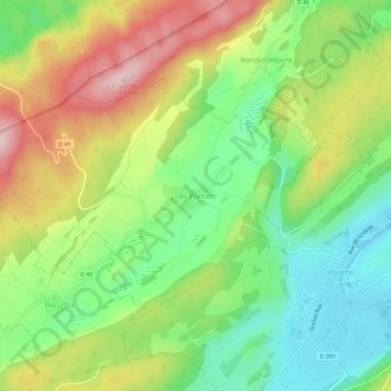 Topografische Karte Les Pontets, Höhe, Relief