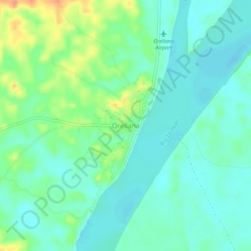 Topografische Karte Orellana, Höhe, Relief