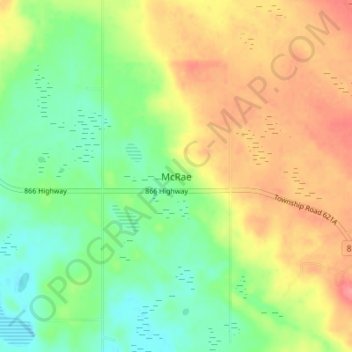 Topografische Karte McRae, Höhe, Relief