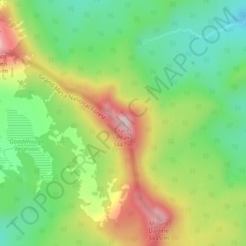 Topografische Karte Crater Peak, Höhe, Relief