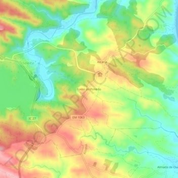 Topografische Karte Fonte do Penedo, Höhe, Relief
