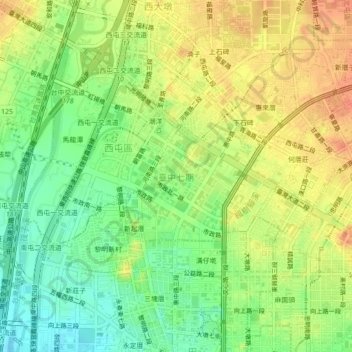 Topografische Karte 臺中七期, Höhe, Relief