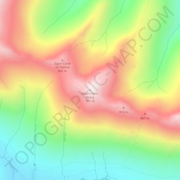 Topografische Karte Maol Chinn-dearg, Höhe, Relief