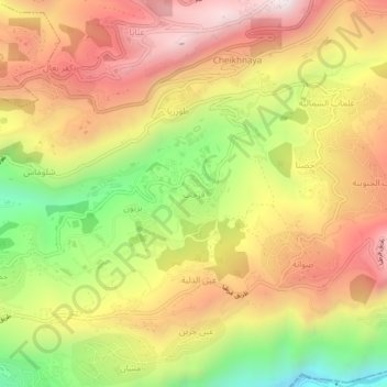 Topografische Karte Ferhet, Höhe, Relief