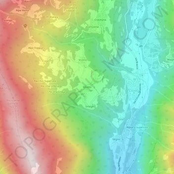 Topografische Karte Mozzio, Höhe, Relief
