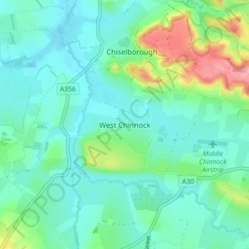 Topografische Karte West Chinnock, Höhe, Relief