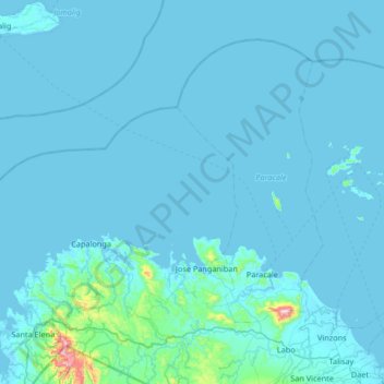 Topografische Karte Tanao Islands, Höhe, Relief