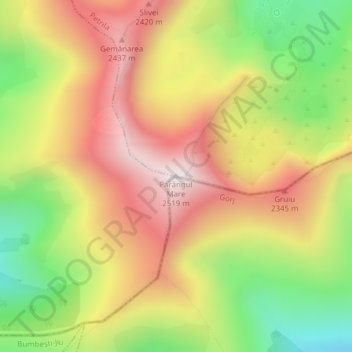 Topografische Karte Parângul Mare, Höhe, Relief