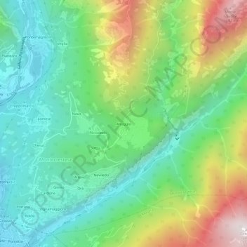 Topografische Karte Altoggio, Höhe, Relief