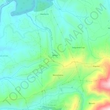 Topografische Karte Medas, Höhe, Relief