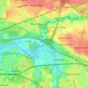 Topografische Karte Maryville, Höhe, Relief