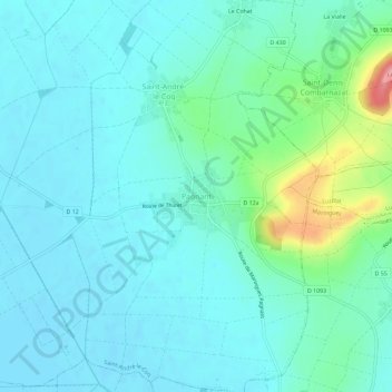 Topografische Karte Pagnant, Höhe, Relief