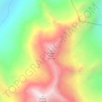 Topografische Karte Copper Peak, Höhe, Relief