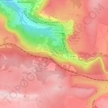 Topografische Karte Le Mazes, Höhe, Relief