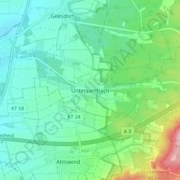 Topografische Karte Untersambach, Höhe, Relief