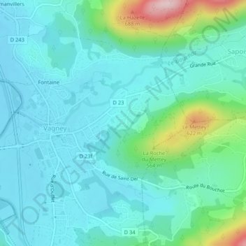 Topografische Karte Le Reposoire, Höhe, Relief