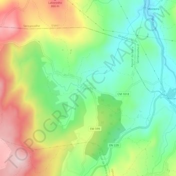 Topografische Karte Gradiz, Höhe, Relief