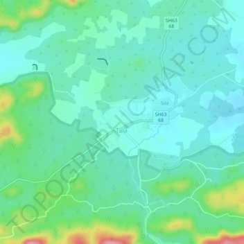 Topografische Karte Tala, Höhe, Relief