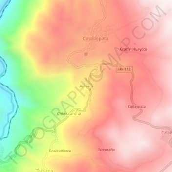 Topografische Karte Ambato, Höhe, Relief