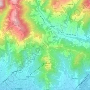 Topografische Karte Vico, Höhe, Relief