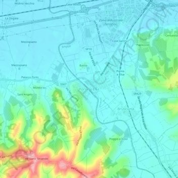 Topografische Karte Ponte a Elsa, Höhe, Relief