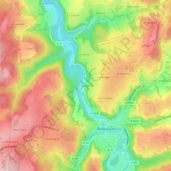 Topografische Karte Le Got Barbat, Höhe, Relief