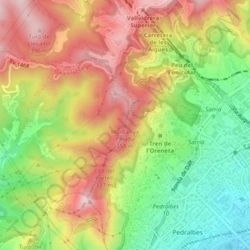 Topografische Karte Barcelona, Höhe, Relief
