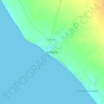 Topografische Karte Las Bocas, Höhe, Relief