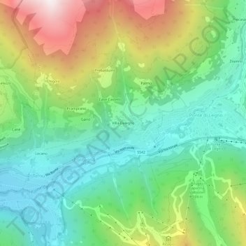 Topografische Karte Villa Dalegno, Höhe, Relief