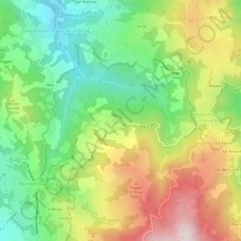 Topografische Karte Qualto, Höhe, Relief