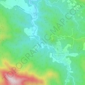 Topografische Karte Riuros, Höhe, Relief