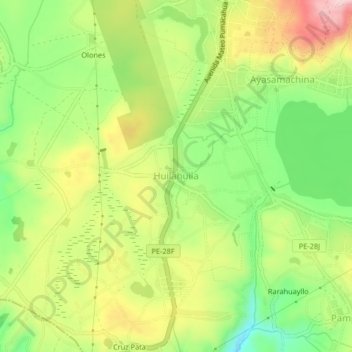 Topografische Karte Huilahuila, Höhe, Relief