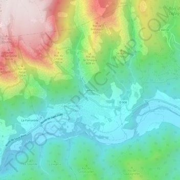 Topografische Karte Seilhols, Höhe, Relief