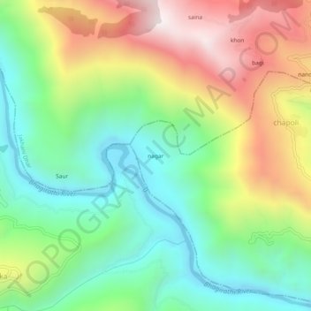 Topografische Karte nagar, Höhe, Relief