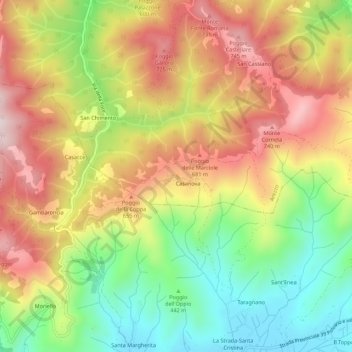Topografische Karte Caldese, Höhe, Relief