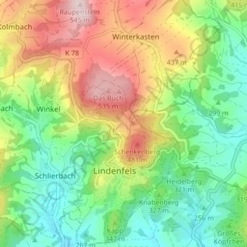 Topografische Karte Litzelröder, Höhe, Relief