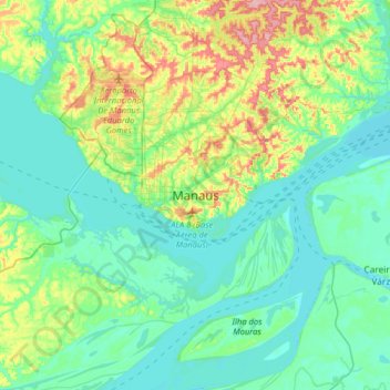 Topografische Karte Manaus, Höhe, Relief